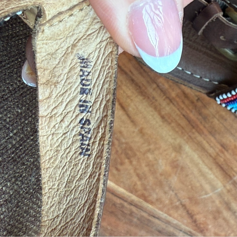 PIKOLINOS Multicolor Beaded Brown leather wedge Sandals women’s size 39 EU boho - Picture 7 of 11